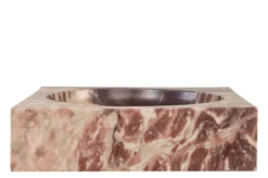 Casa Padrino Luxus Marmor Schale Rosa 28,5 x 28,5 x H. 7,5 cm - Runde Deko Schale aus hochwertigem Rosalia Pink Marmor - Luxus Deko Accessoires
