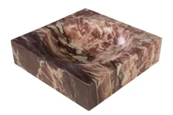 Casa Padrino Luxus Marmor Schale Rosa 28,5 x 28,5 x H. 7,5 cm - Runde Deko Schale aus hochwertigem Rosalia Pink Marmor - Luxus Deko Accessoires