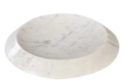 Casa Padrino Luxus Marmor Schale Weiß / Lila 35,5 x 35,5 x H. 7,5 cm - Flache runde Deko Schale aus hochwertigem Purple White Marmor - Luxus Deko Accessoires