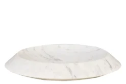 Casa Padrino Luxus Marmor Schale Weiß / Lila 35,5 x 35,5 x H. 7,5 cm - Flache runde Deko Schale aus hochwertigem Purple White Marmor - Luxus Deko Accessoires