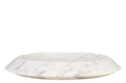 Casa Padrino Luxus Marmor Schale Weiß / Lila 35,5 x 35,5 x H. 7,5 cm - Flache runde Deko Schale aus hochwertigem Purple White Marmor - Luxus Deko Accessoires