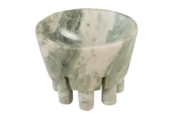Casa Padrino Luxus Marmor Schale Grün 20 x 20 x H. 15,5 cm - Schale auf säulenförmigem Fuß aus hochwertigem Indian Green Onyx - Luxus Deko Accessoires