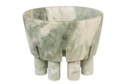 Casa Padrino Luxus Marmor Schale Grün 20 x 20 x H. 15,5 cm - Schale auf säulenförmigem Fuß aus hochwertigem Indian Green Onyx - Luxus Deko Accessoires