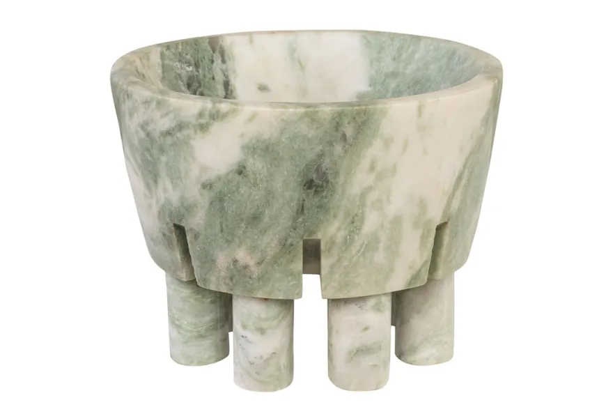 Casa Padrino Luxus Marmor Schale Grün 20 x 20 x H. 15,5 cm - Schale auf säulenförmigem Fuß aus hochwertigem Indian Green Onyx - Luxus Deko Accessoires