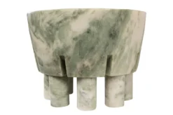 Casa Padrino Luxus Marmor Schale Grün 20 x 20 x H. 15,5 cm - Schale auf säulenförmigem Fuß aus hochwertigem Indian Green Onyx - Luxus Deko Accessoires