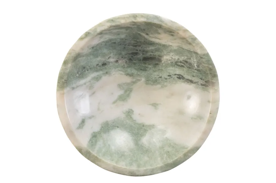 Casa Padrino Luxus Marmor Schale Grün 20 x 20 x H. 15,5 cm - Schale auf säulenförmigem Fuß aus hochwertigem Indian Green Onyx - Luxus Deko Accessoires