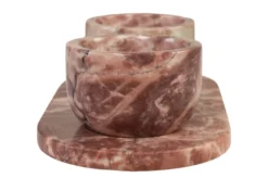Casa Padrino Luxus Marmor Schalen Set Rosa 23 x 12 x H. 6,5 cm - 2 Schälchen mit Tablett aus hochwertigem Rosalia Pink Marmor - Luxus Deko Accessoires