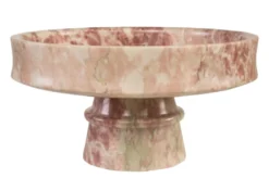 Casa Padrino Luxus Marmor Schale Rosa 30 x 30 x H. 15 cm - Weit geöffnete Schale auf rundem Fuß aus hochwertigem Rosalia Pink Marmor - Luxus Deko Accessoires