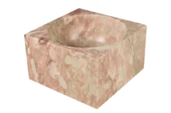 Casa Padrino Luxus Marmor Schale Rosa 18 x 18 x H. 11 cm - Hohe runde Deko Schale aus hochwertigem Rosalia Pink Marmor - Luxus Deko Accessoires