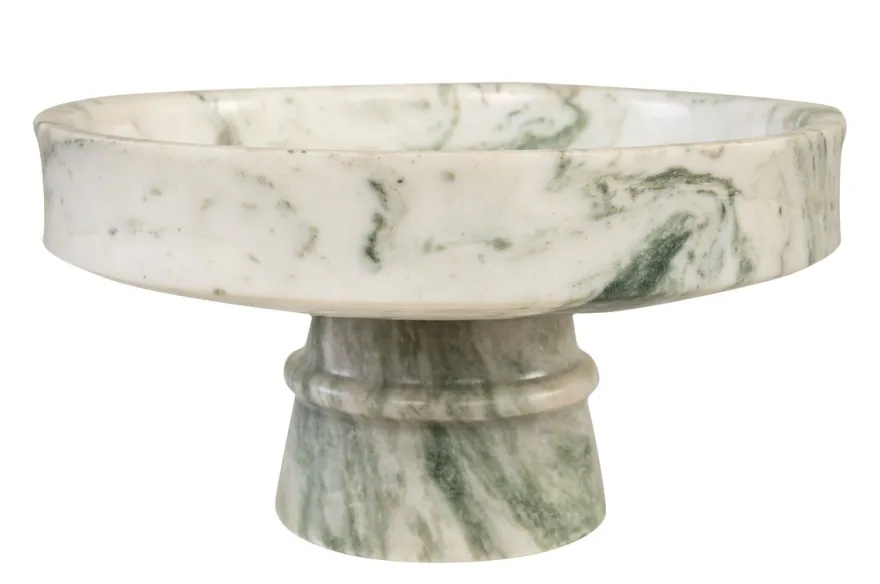Casa Padrino Luxus Marmor Schale Grün 30 x 30 x H. 15 cm - Weit geöffnete Schale auf rundem Fuß aus hochwertigem Indian Green Onyx - Luxus Deko Accessoires