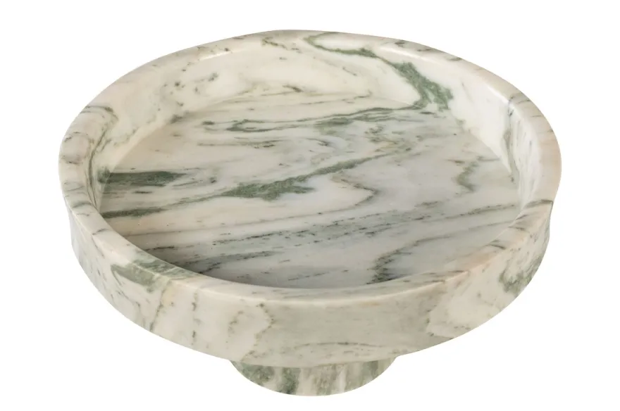 Casa Padrino Luxus Marmor Schale Grün 30 x 30 x H. 15 cm - Weit geöffnete Schale auf rundem Fuß aus hochwertigem Indian Green Onyx - Luxus Deko Accessoires