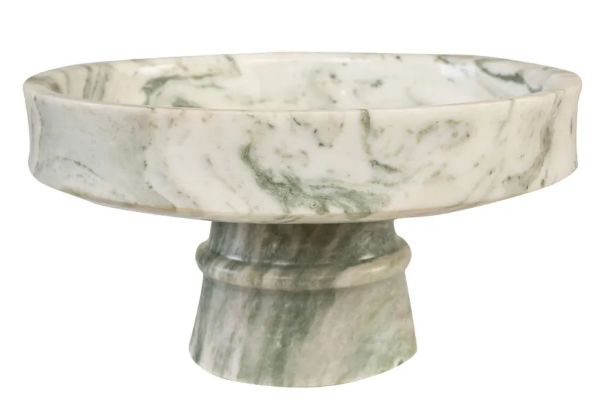 Casa Padrino Luxus Marmor Schale Grün 30 x 30 x H. 15 cm - Weit geöffnete Schale auf rundem Fuß aus hochwertigem Indian Green Onyx - Luxus Deko Accessoires