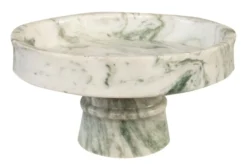 Casa Padrino Luxus Marmor Schale Grün 30 x 30 x H. 15 cm - Weit geöffnete Schale auf rundem Fuß aus hochwertigem Indian Green Onyx - Luxus Deko Accessoires