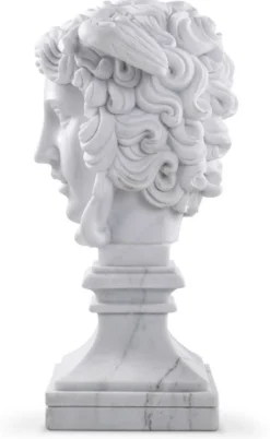 Casa Padrino Luxus Marmor Skulptur Weiß 39 x 27 x H. 58 cm - Deko Figur aus hochwertigem Marmor - Edle Damenbüste mit Sockel - Luxus Deko Accessoires