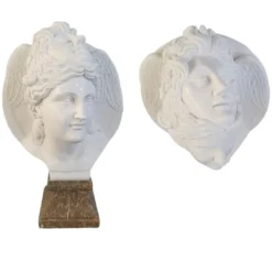 Casa Padrino Luxus Marmor Skulptur Büste Hypnos Weiß / Braun - Handgefertigte Marmorbüste - Deko Skulptur