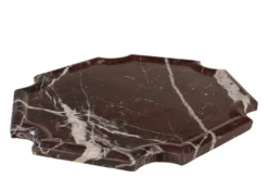 Casa Padrino Luxus Marmor Tablett Weinrot 30,5 x 30,5 x H. 2 cm - Flaches quadratisches Tablett aus hochwertigem Rosso Levanto Marmor - Luxus Deko Accessoires