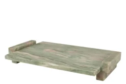 Casa Padrino Luxus Marmor Tablett Grün 40 x 25 x H. 6 cm - Rechteckiges Tablett mit Rand aus hochwertigem Indian Green Onyx - Luxus Deko Accessoires