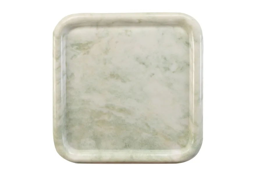 Casa Padrino Luxus Marmor Tablett Grün 40 x 40 x H. 3,5 cm - Quadratisches Tablett mit flach erhöhtem Rand aus hochwertigem Indian Green Onyx - Luxus Deko Accessoires