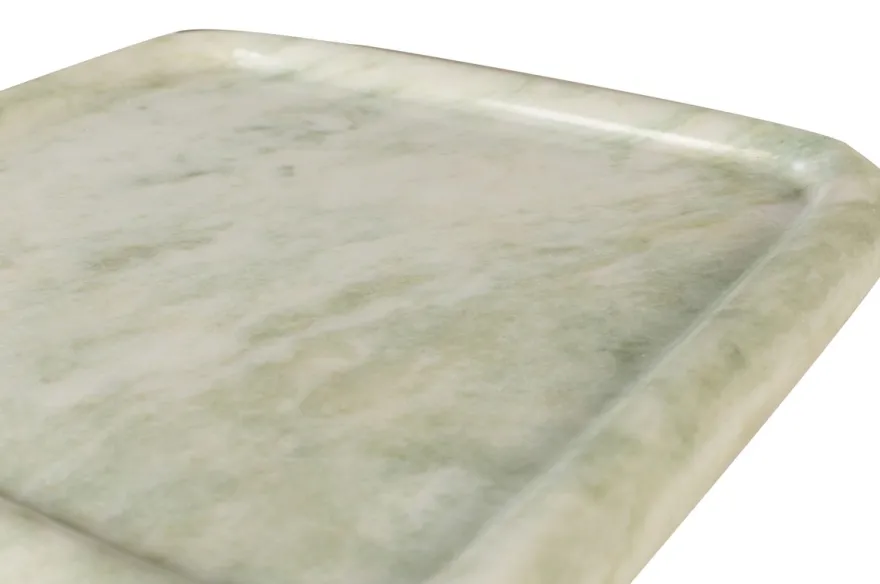 Casa Padrino Luxus Marmor Tablett Grün 40 x 40 x H. 3,5 cm - Quadratisches Tablett mit flach erhöhtem Rand aus hochwertigem Indian Green Onyx - Luxus Deko Accessoires