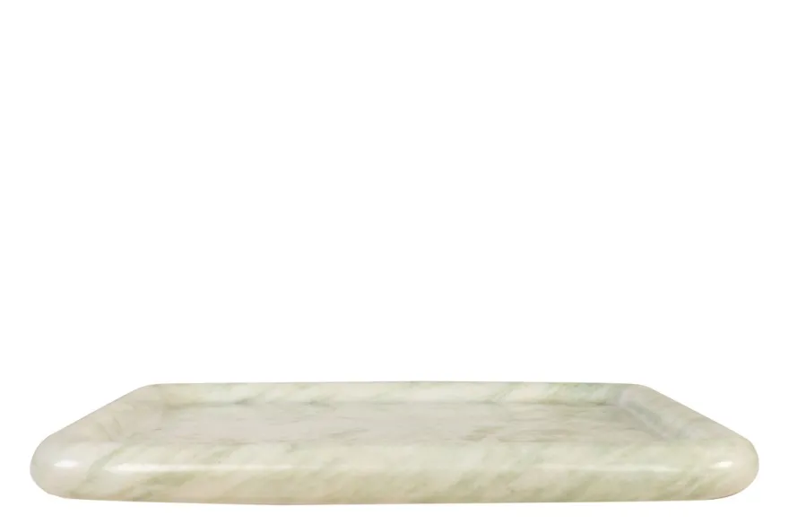 Casa Padrino Luxus Marmor Tablett Grün 40 x 40 x H. 3,5 cm - Quadratisches Tablett mit flach erhöhtem Rand aus hochwertigem Indian Green Onyx - Luxus Deko Accessoires