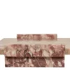 Casa Padrino Luxus Marmor Tablett Rosa 40 x 25 x H. 6 cm - Rechteckiges Tablett mit Rand aus hochwertigem Rosalia Pink Marmor - Luxus Deko Accessoires