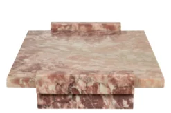 Casa Padrino Luxus Marmor Tablett Rosa 40 x 25 x H. 6 cm - Rechteckiges Tablett mit Rand aus hochwertigem Rosalia Pink Marmor - Luxus Deko Accessoires