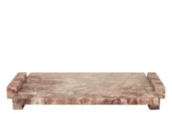 Casa Padrino Luxus Marmor Tablett Rosa 40 x 25 x H. 6 cm - Rechteckiges Tablett mit Rand aus hochwertigem Rosalia Pink Marmor - Luxus Deko Accessoires