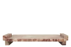 Casa Padrino Luxus Marmor Tablett Rosa 40 x 25 x H. 6 cm - Rechteckiges Tablett mit Rand aus hochwertigem Rosalia Pink Marmor - Luxus Deko Accessoires