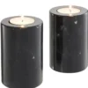 Casa Padrino Luxus Marmor Teelichthalter Set Schwarz Ø 10 x H. 15 cm - Hotel & Restaurant Deko Accessoires