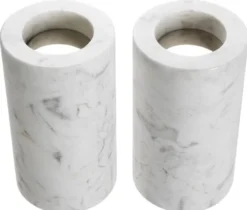 Casa Padrino Luxus Marmor Teelichthalter Set Weiß Ø 10 x H. 18 cm - Luxus Qualität