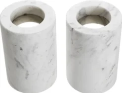 Casa Padrino Luxus Marmor Teelichthalter Set Weiß Ø 10 x H. 15 cm - Luxus Qualität