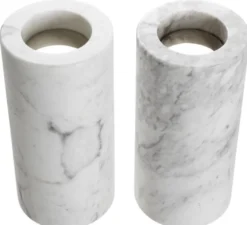 Casa Padrino Luxus Marmor Teelichthalter Set Weiß Ø 10 x H. 21 cm - Luxus Qualität