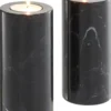 Casa Padrino Luxus Marmor Teelichthalter Set Schwarz Ø 10 x H. 21 cm - Hotel & Restaurant Deko Accessoires
