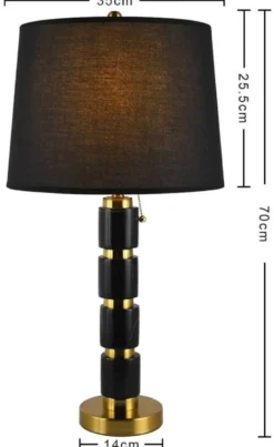 Casa Padrino Luxus Marmor Tischleuchte Schwarz / Gold H. 70 cm
