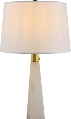 Casa Padrino Luxus Marmor Tischleuchte Weiß / Gold H. 67,5 cm