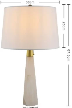 Casa Padrino Luxus Marmor Tischleuchte Weiß / Gold H. 67,5 cm