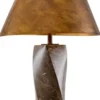 Casa Padrino Luxus Marmor Tischleuchte mit Metall Lampenschirm Braun / Vintage Messing Ø 53 x H. 78 cm