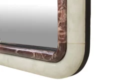 Casa Padrino Luxus Marmor Wandspiegel Grün / Rosa 60 x 2,5 x H. 100 cm - Edler Spiegel mit Marmorrahmen - Luxus Wohnzimmer Accessoires