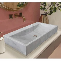 Casa Padrino Luxus Marmor Waschbecken Weiß 74,9 cm - Badezimmer Accessoires