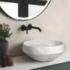 Casa Padrino Luxus Marmor Waschbecken Schale Weiß Ø 42 cm - Luxus Badezimmer Accessoires