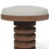 Casa Padrino Luxus Massivholz Barhocker Braun / Creme / Messing H. 75 cm - Premium Qualität