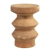 Casa Padrino Luxus Massivholz Beistelltisch / Hocker Naturfarben Ø 33 x H. 45,5 cm - Handgeschnitzter Beistelltisch aus Dimb-Holz in Form eines Schach-Turms - Luxus Möbel