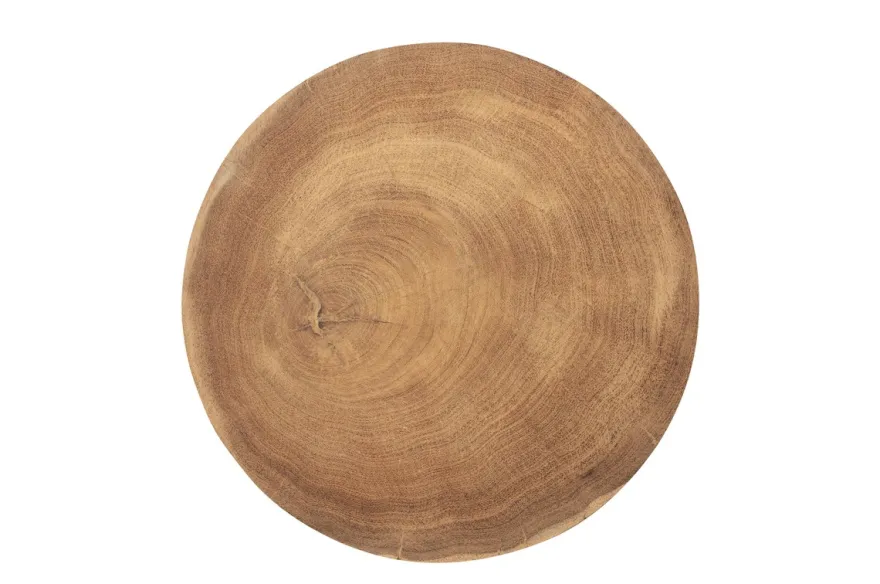 Casa Padrino Luxus Massivholz Beistelltisch / Hocker Naturfarben Ø 33 x H. 45,5 cm - Handgeschnitzter Beistelltisch aus Dimb-Holz in Form eines Schach-Turms - Luxus Möbel
