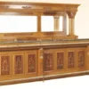Casa Padrino Luxus Massivholz Bar mit Marmorplatte und Doppelwaschbecken Hellbraun / Braun / Grün 515,6 x H. 223,5 cm - Bar Möbel im Retro Stil