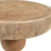 Casa Padrino Luxus Massivholz Beistelltisch / Hocker Naturfarben Ø 32,5 x H. 44,5 cm - Runder Beistelltisch aus handgedrechseltem Dimb-Holz mit gestapelten Kugelformen - Luxus Möbel