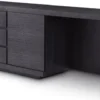 Casa Padrino Luxus Massivholz Schreibtisch Schwarzgrau 220 x 55 x H. 75,5 cm - Bürotisch - Computertisch - Büro Möbel - Luxus Möbel - Luxus Einrichtung - Luxus Qualität