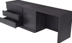 Casa Padrino Luxus Massivholz Schreibtisch Schwarzgrau 220 x 55 x H. 75,5 cm - Bürotisch - Computertisch - Büro Möbel - Luxus Möbel - Luxus Einrichtung - Luxus Qualität