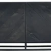 Casa Padrino Luxus Massivholz Sideboard Schwarz 220 x 43 x H. 80 cm - Rustikaler Eichenholz Schrank mit 4 Türen - Rustikale Massivholz Esszimmer Möbel - Luxus Esszimmer Möbel