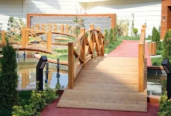 Casa Padrino Luxus Massivholz Brücke mit Geländer Naturfarben 504 cm - Garten & Park Möbel
