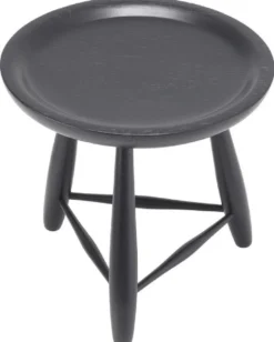 Casa Padrino Luxus Massivholz Beistelltisch Schwarz Ø 38 x H. 37,5 cm - Runder Mindiholz Tisch - Luxus Wohnzimmer Möbel